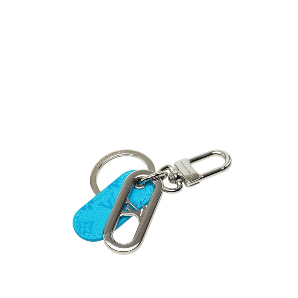 Louis Vuitton Keychain LV Signature M03668 Blue Silver Leather Metal Men's LO...